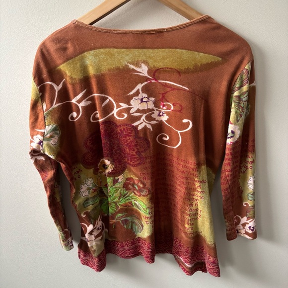 Y2K Floral Beaded Quarter Sleeve Top - Picture 5 of 9